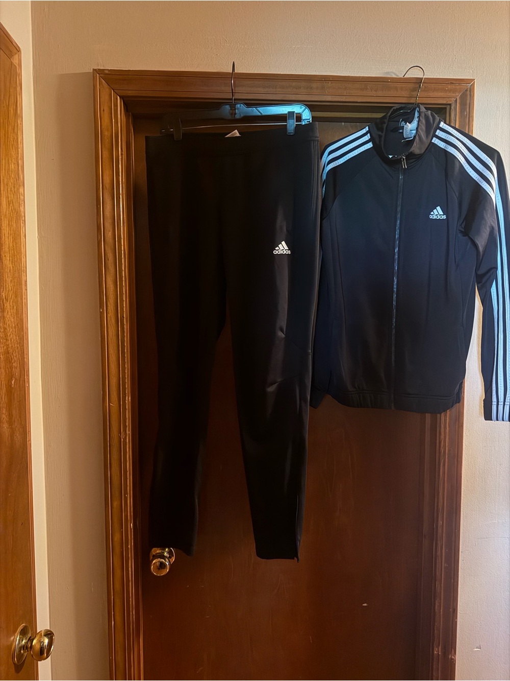 adidas Black Track Jacket and Pants Set with White Three-Stripes